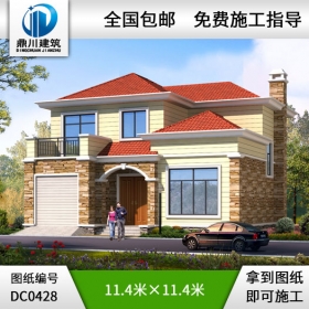 二層挑高客廳帶車庫小別墅設計圖紙_農村兩層別墅設計圖紙,鼎川別墅